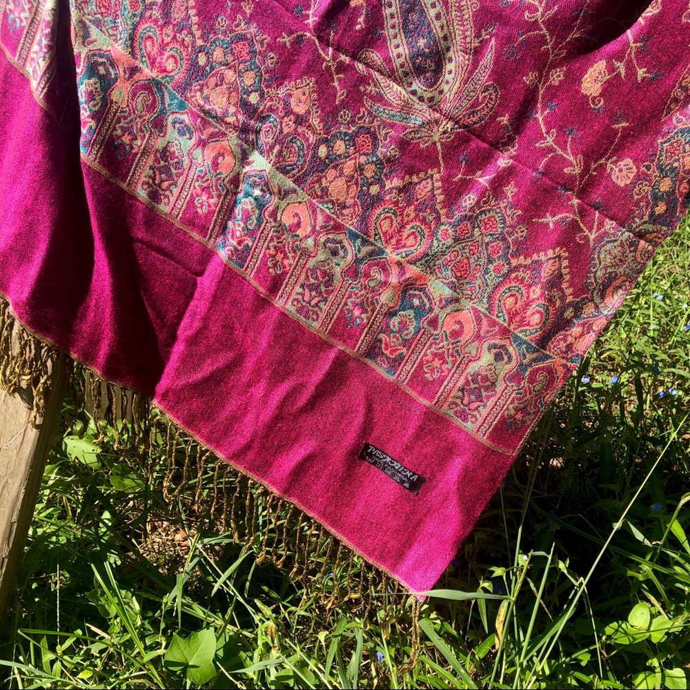 Pink and teal Pashmina